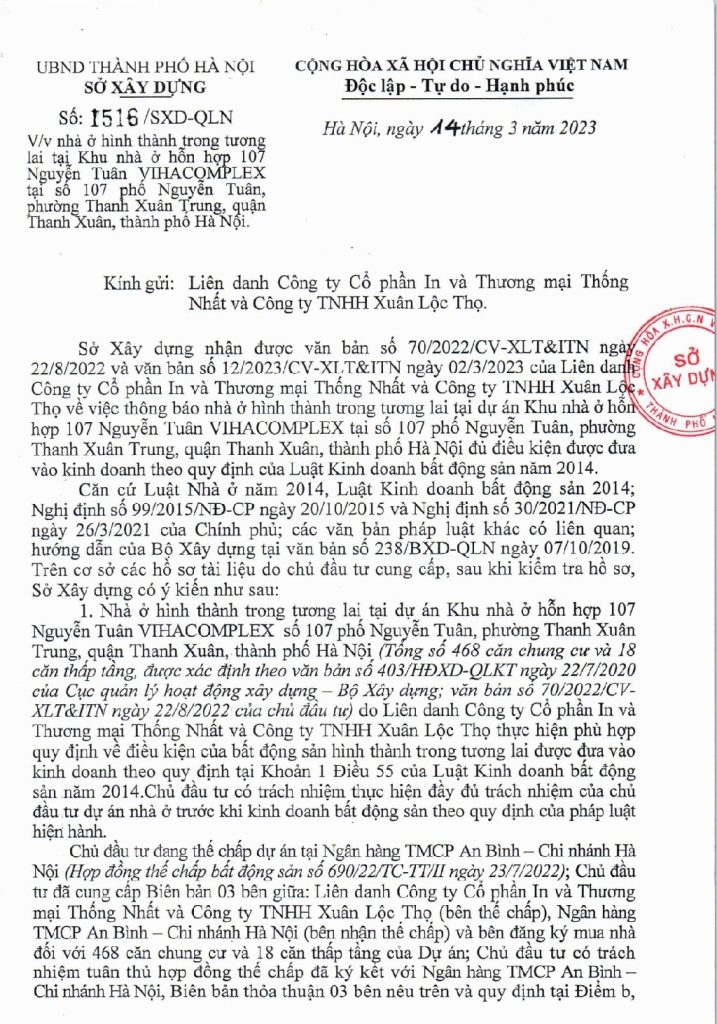 VFLINVEST - Tư Vấn Đầu Tư BĐS Cao Cấp Chuyên Nghiệp & Hiệu Quả Nhất vihacomplex via leciva chap thuan ban hang